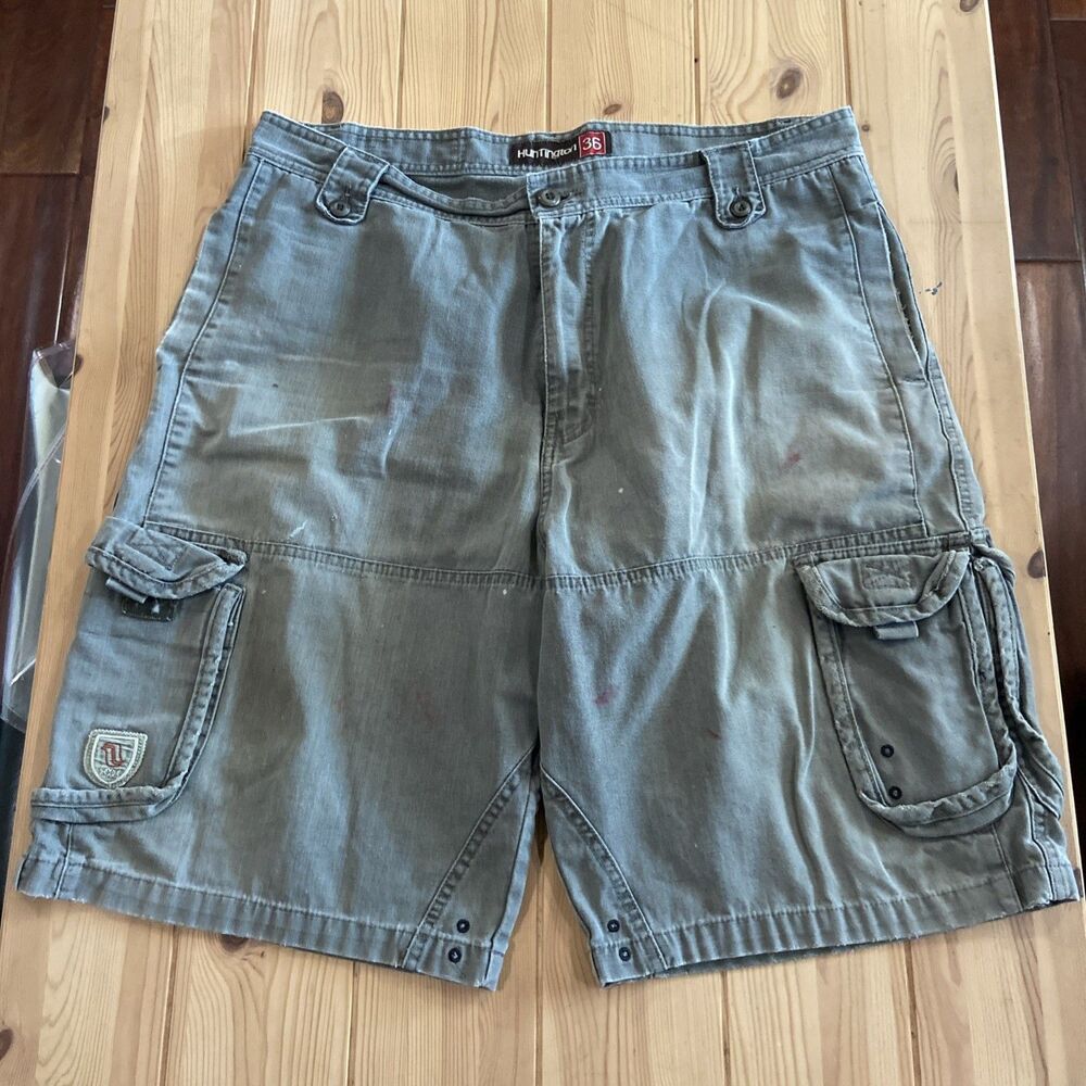 Vintage Y2K Huntington Surf Skate Cargo Shorts Green 36 Surfwear